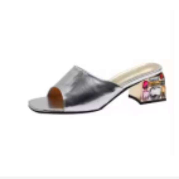NWOT - Shein Rhinestone Slipper Sandal *Silver - Picture 11 of 12